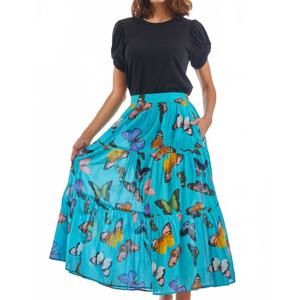 NEW DIZZY-LIZZIE woodstock skirt in turquoise with butterflies